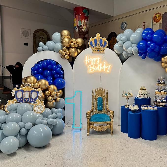 Blue Balloons, 113Pcs Different Sizes Pale Aqua Blue Balloon Arch Garland Kit 18/12/10/5 Inch, Matte Retro Powder Light blue Latex Helium Balloon for Birthday Boho Baby Boys Shower Party Decorations