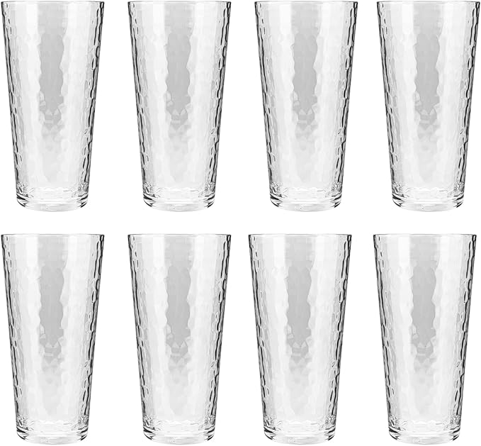 KX-WARE 26-ounce Acrylic Highball Glasses Plastic Tumbler Larger Drinking Glasses, set of 8 Clear