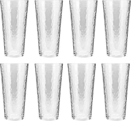 KX-WARE 26-ounce Acrylic Highball Glasses Plastic Tumbler Larger Drinking Glasses, set of 8 Clear