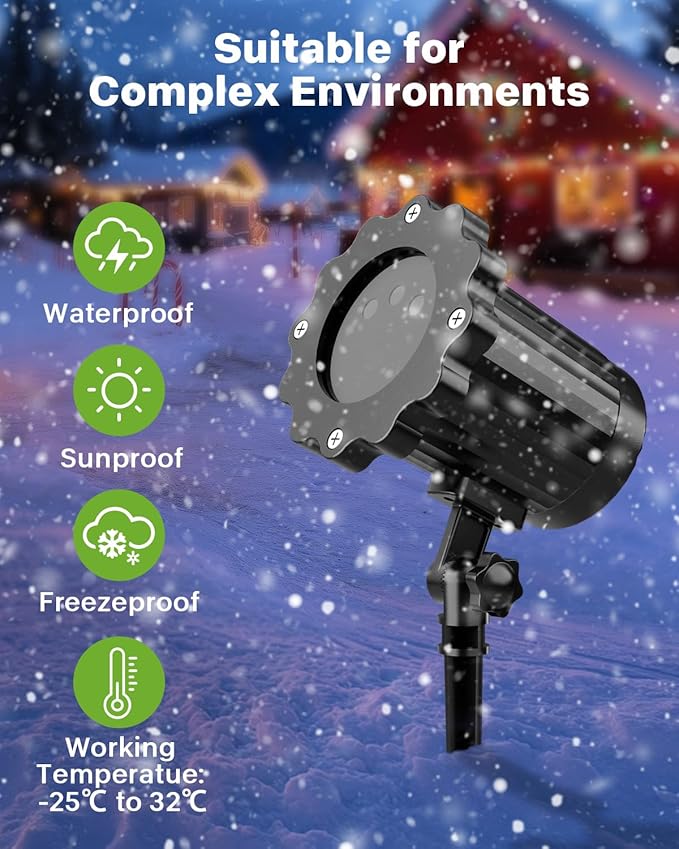 Laser Christmas Projector Lights Outdoor, Waterproof Christmas Decorations Moving Stars Light Show, Remote Control Timer, Holiday Projector Decorations for House, Yard & Garden
