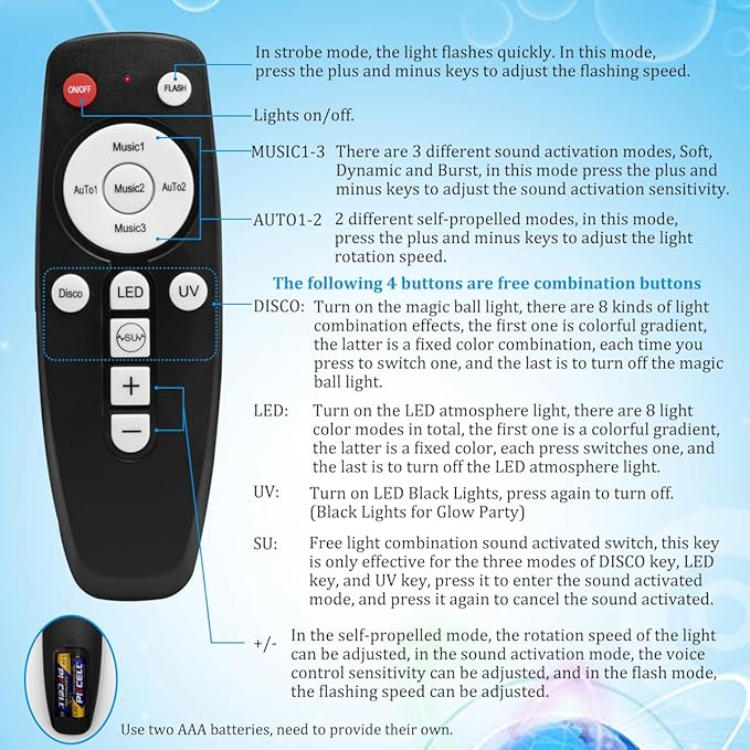 Disco Ball Party Lights Sound Activated Strobe DJ Stage Lighting for Indoor Room Outdoor Dance Floor Parties Birthday Rave Home Karaoke Halloween Christmas Wedding Show Bar Club Decorations