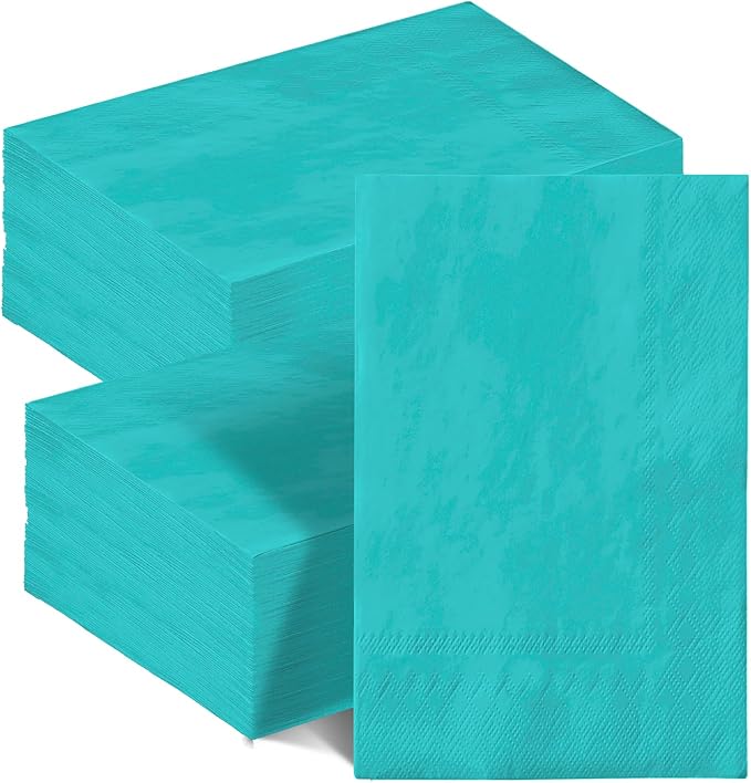 qiqee Mint Blue Paper Napkins 13 * 16inch Guest Paper Disposable Towels Napkin Paper Hand Towels for Wedding, Dinner, Birthday Party, Dessert Cocktail ＆ Kitchen Napkins（ 120 Count）