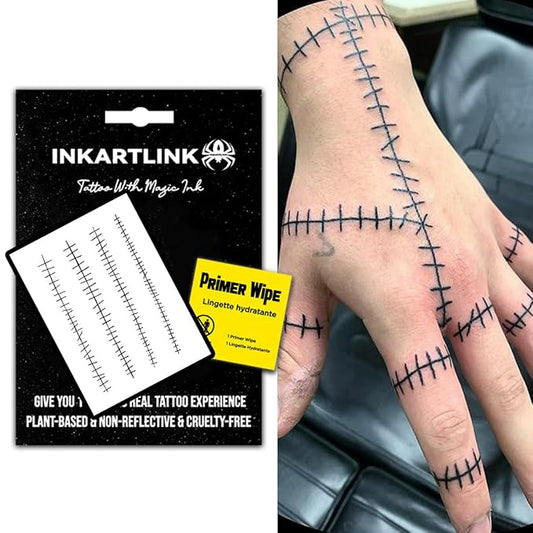 INKARTLINK Semi Permanent Tattoos,Halloween temporary tattoo, party tattoos, realistic, waterproof, cruelty-free, non-reflective (Simulation Scars)