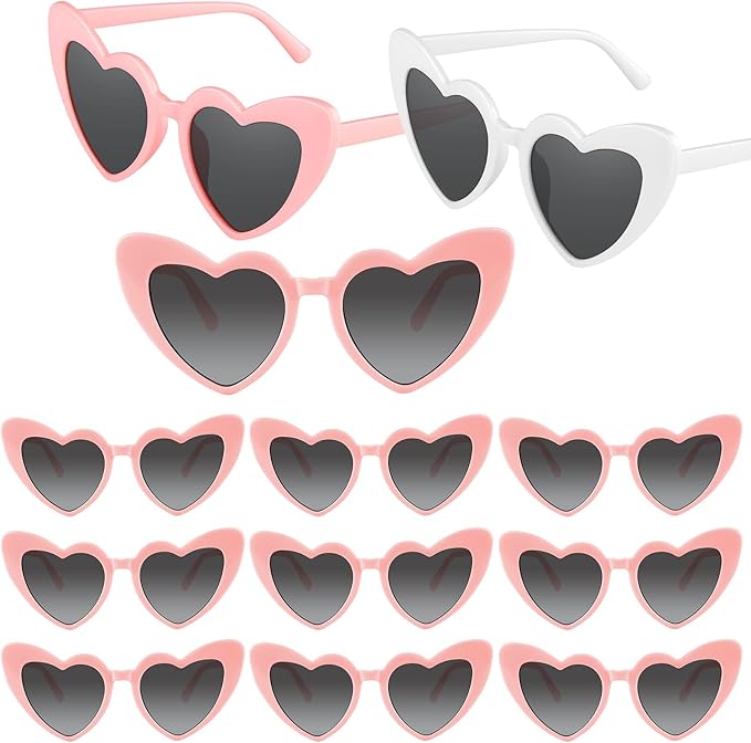 12 Pack Bachelorette Sunglasses Heart Shaped Sunglasses Vintage Heart Glasses for Women Wedding Party Decor