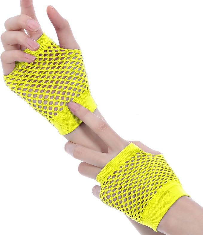 Blulu 80s Costume Accessories for Women Lace Headband Earrings Fishnet Gloves Necklace Bracelet for 80s Retro Party