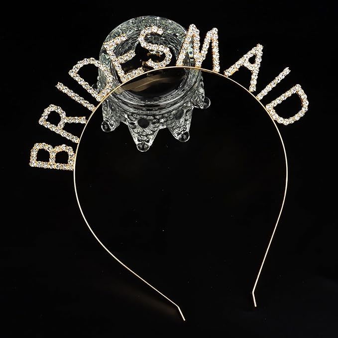 Gold Bridesmaid Headband Bachelorette Party Decorations Rhinestone Bridesmaid Headbands for Bridal Shower, Bachelorette Party, Wedding