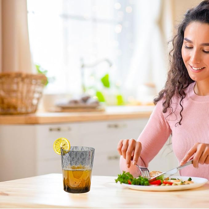 BPA-Free Plastic Tumblers 6 Pack (6x16oz) | Reusable Dishwasher Safe | Stackable Shatterproof Cups | Plastic Drinkware & Drinking Tumblers for Restaurant, Home, Party