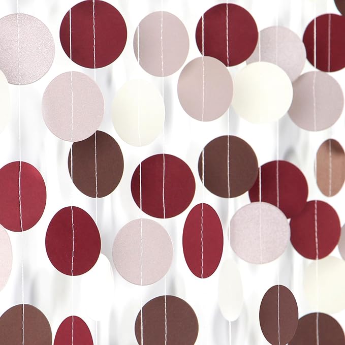 Brown-Burgundy Beige Boho Party-Decorations Paper-Garland - 52Ft Fall Autumn Tan Blush Nude Pink Streamers Banner,Birthday Baby Bridal Shower Wedding Engagement Bachelorette Decor Lasting Surprise