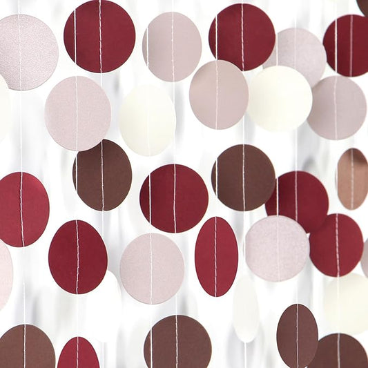 Brown-Burgundy Beige Boho Party-Decorations Paper-Garland - 52Ft Fall Autumn Tan Blush Nude Pink Streamers Banner,Birthday Baby Bridal Shower Wedding Engagement Bachelorette Decor Lasting Surprise