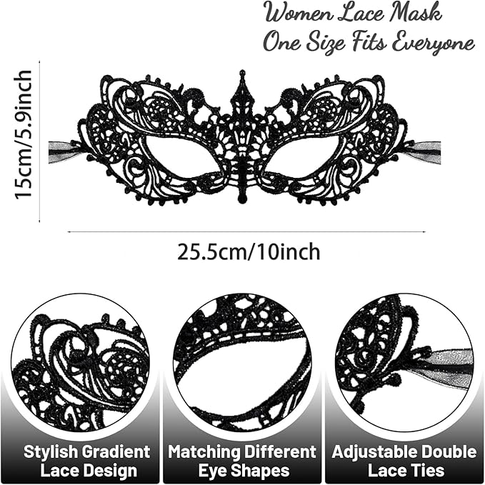 Masquerade Mask for Women Soft Lace Womens Masks Mardi Gras Mask Halloween Venetian Masks Carnival Cosplay Party Mask