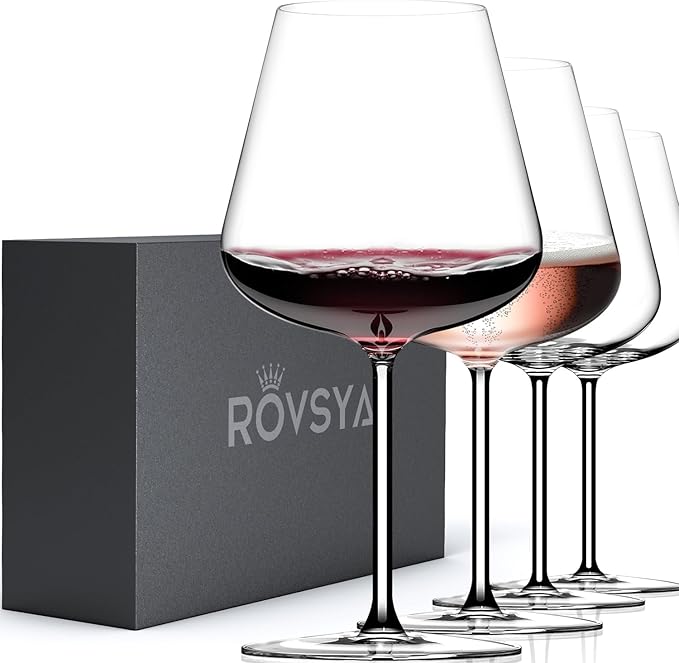 Red Wine Glasses Set of 4, 28 oz Large Wine Glasses, Hand Blown Crystal Clearer, Lighter for Tasting, Unique Gifts for Anniversary, Birthday, Wedding, Father's Day