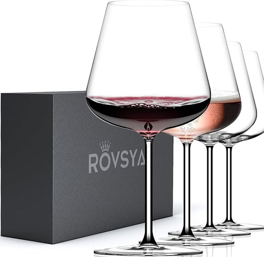 Red Wine Glasses Set of 4, 28 oz Large Wine Glasses, Hand Blown Crystal Clearer, Lighter for Tasting, Unique Gifts for Anniversary, Birthday, Wedding, Father's Day