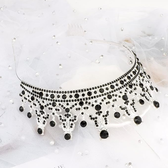 COCIDE Black Tiaras and Crowns for Women - Queen Crown Princess Tiara for Girls - Rhinestones Party Bridesmaids Wedding Halloween Costume Cosplay Gift