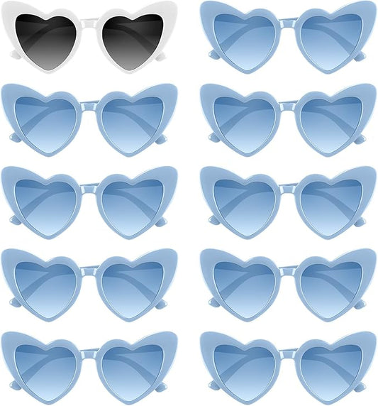 4/6/8/10/12 Pack Bachelorette Sunglasses Heart Sunglasses Vintage Heart Shaped Glasses for Women Bridal Party Wedding