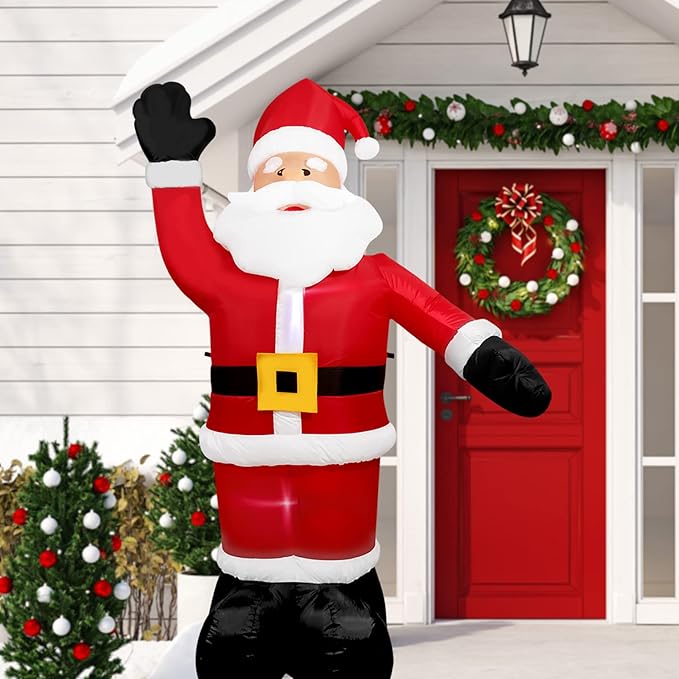 Christmas Inflatable Snowman/Nutcracker/Santa Claus Lighted Blow Up Christmas Yard Decoration with Built in Fan and Anchor Ropes (03-Santa)