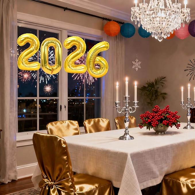 Gold 2026 Balloons New Years Balloons 2026 Balloon Nnumbers for Happy New Year Decorations 2026 Signs Graduation Anniversary Balloons Decor