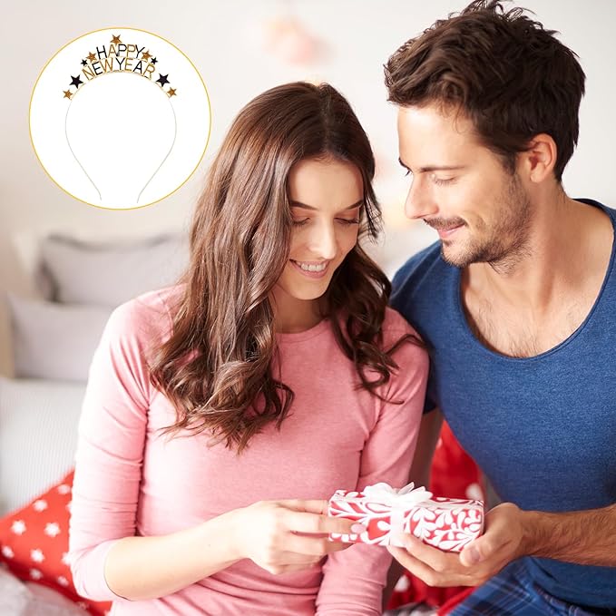 1 Pack Happy New Year Headband Tiara,New Years Eve Headbands for Women,New Years Eve Party Supplies Decorations,New Year Eve Hair Accessories,Rhinestone Hair Clasp Tiaras