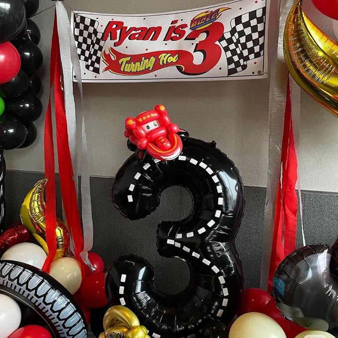 40 Inch Race Car Black Number Balloons Race Car Birthday Party Balloons Large Black Number 1 Balloons Boys 1st Birthday Party Race Car Theme Party Decorations Supplies（Digital 1）