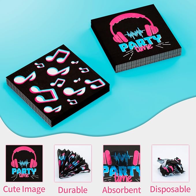 DYLIVeS 180 Pcs Music Party Supplies - Music Theme Birthday Party Decorations for Girls - Banner, Plates, Cups, Napkins, Cutlery (Serves 24)