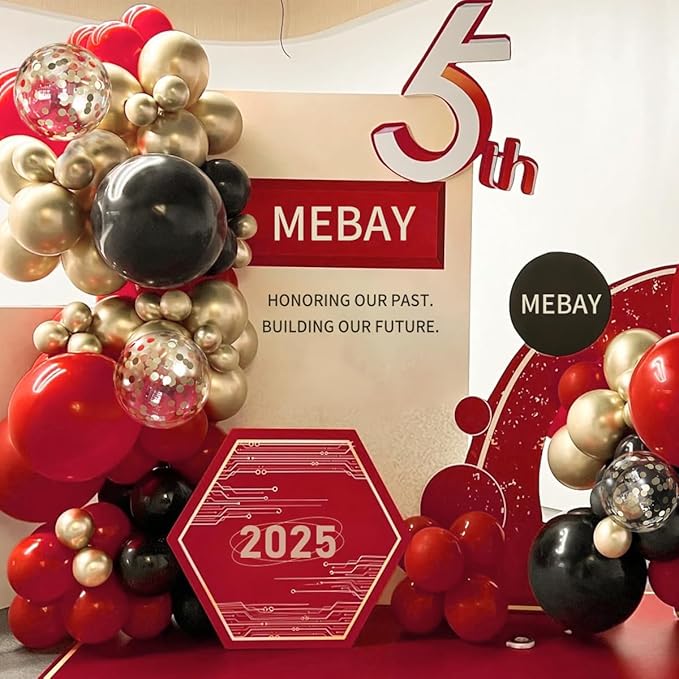 Red Black Gold Balloons Arch Kit with Gold Confetti, 166Pcs Red Gold Black Balloons Garland for Birthday Wedding Anniversary Movie Casino Night Hollywood New Years Festival Decorations