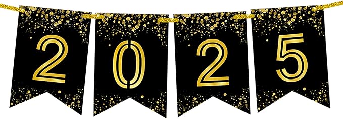 KatchOn,Glitter Graduation 2025 Banner - 8 Feet, No DIY | Black And Gold Graduation Banner 2025 | Graduations Decorations Class of 2025 | 2025 Sign For Graduations Decorations 2025 | Grad Party Decor