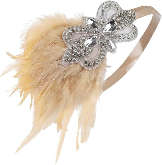 Women flapper feather headband for 1920s theme party Gatsby Headpiece for 20S Party