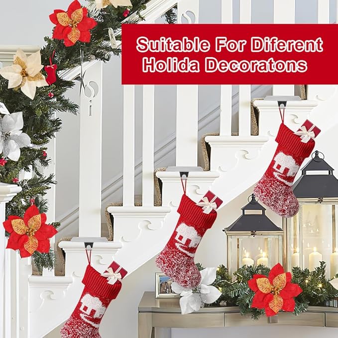 MGahyi Christmas Stocking Holder Bases - Mantel Stocking Hangers Hanging Hooks for Fireplace Stand Hanger Holder Weighted Hangers for Xmas Holiday Decoration (Silver,2)
