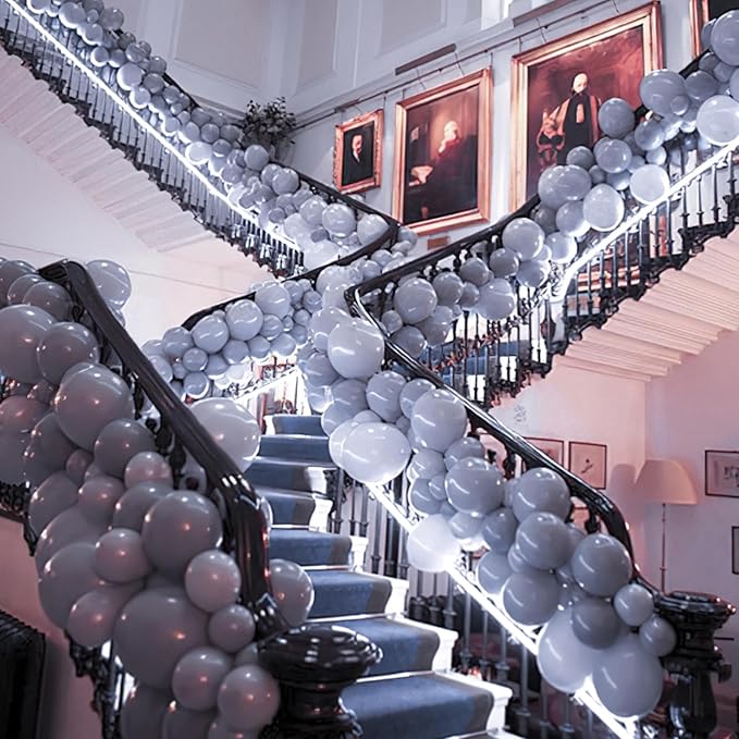 PartyWoo Dusty Blue Balloons 100 pcs Different Sizes of 18 12 10 5 Inch Light Boho Blue Balloon Arch Kit Garland for Graduation Wedding Baby Shower Graduation Birthday Party Decorations Blue-F51