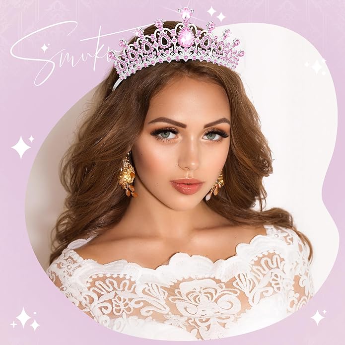 12 Pcs Crystal Tiara and Princess Crown with Comb Crown Rhinestone Women Girls Tiara Headpiece Queen Hair Accessories for Birthday Party Wedding Prom Halloween Cosplay Costume