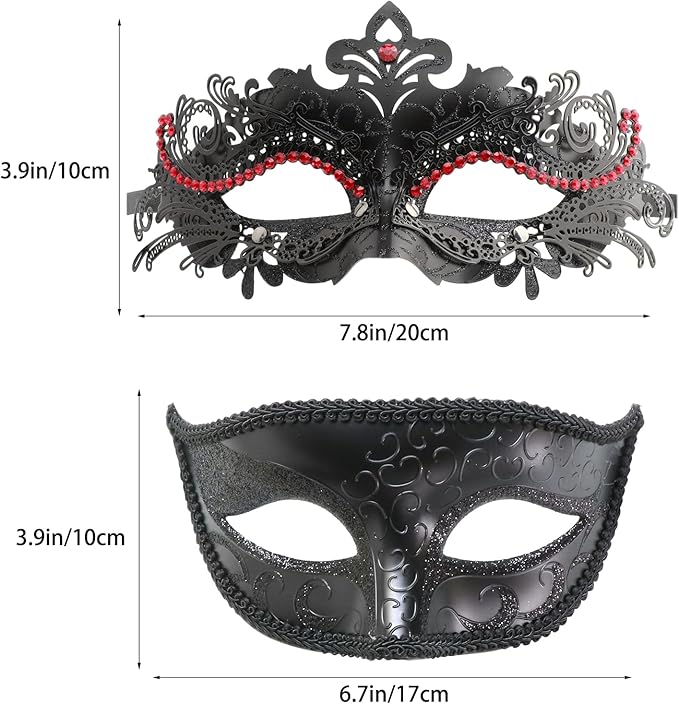 Coddsmz Couple Masquerade Mask Set - Venetian & Mardi Gras Mask for Women & Men