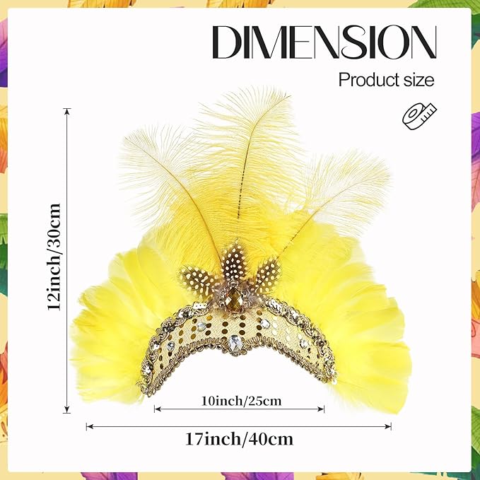 Women's Carnival Feather Headpieces Sequin Headdress for Wedding Masquerade Party Cosplay Feather Headbands