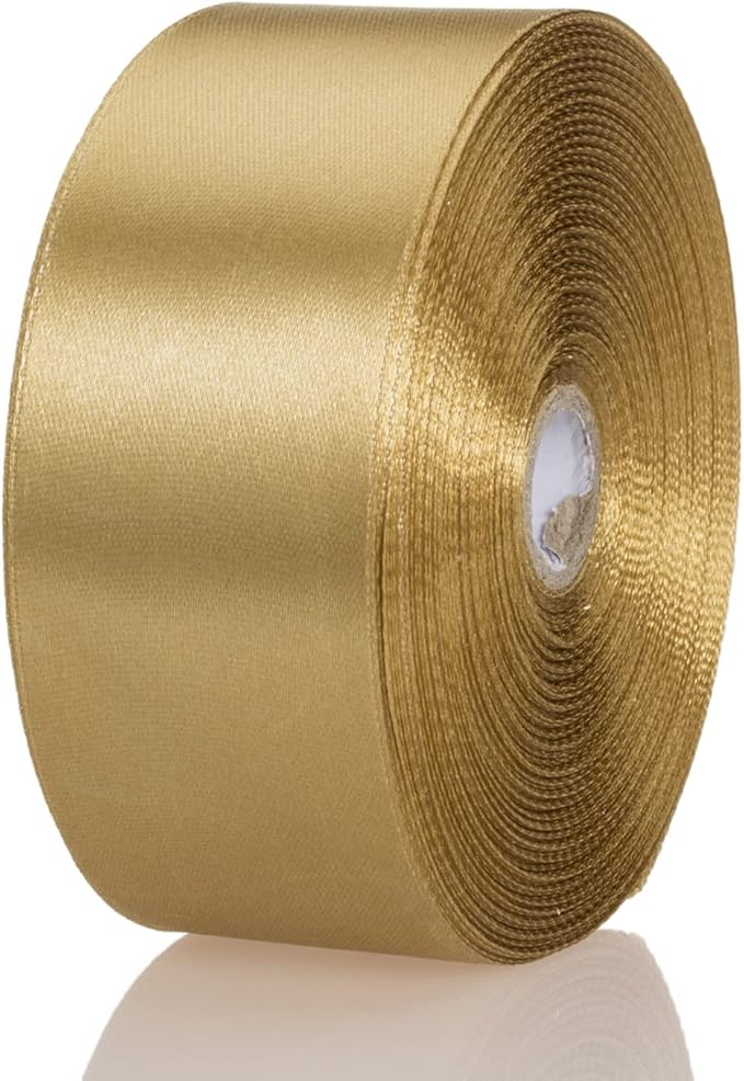 1 1/2 Inch Champaign Gold Solid Satin Ribbon, 50 Yards Craft Fabric Ribbon for Gift Wrapping Floral Bouquets Wedding Party Decoration