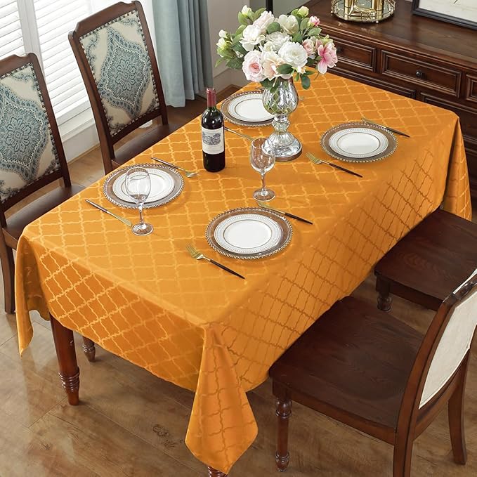 SASTYBALE Jacquard Thanksgiving Cloth Napkins 20 x 20 Inch Flower Pattern 4 Pieces Solid Washable Napkins for Restaurant Family Dinners Weddings Parties and Banquets(Square, 20 inch x 20 inch,Amber)