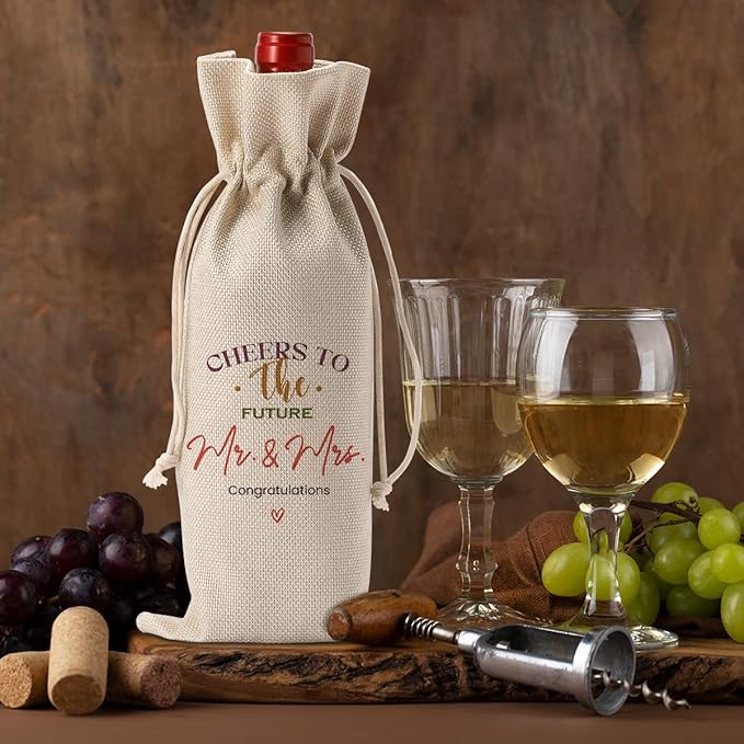 FBCCZEY Wedding Shower Gifts Wine Bag Bridal Shower Wedding Gift Party Favors Mr And Mrs Wine Bottle Bags Mr And Mrs Cheers To The Future Wines Bags