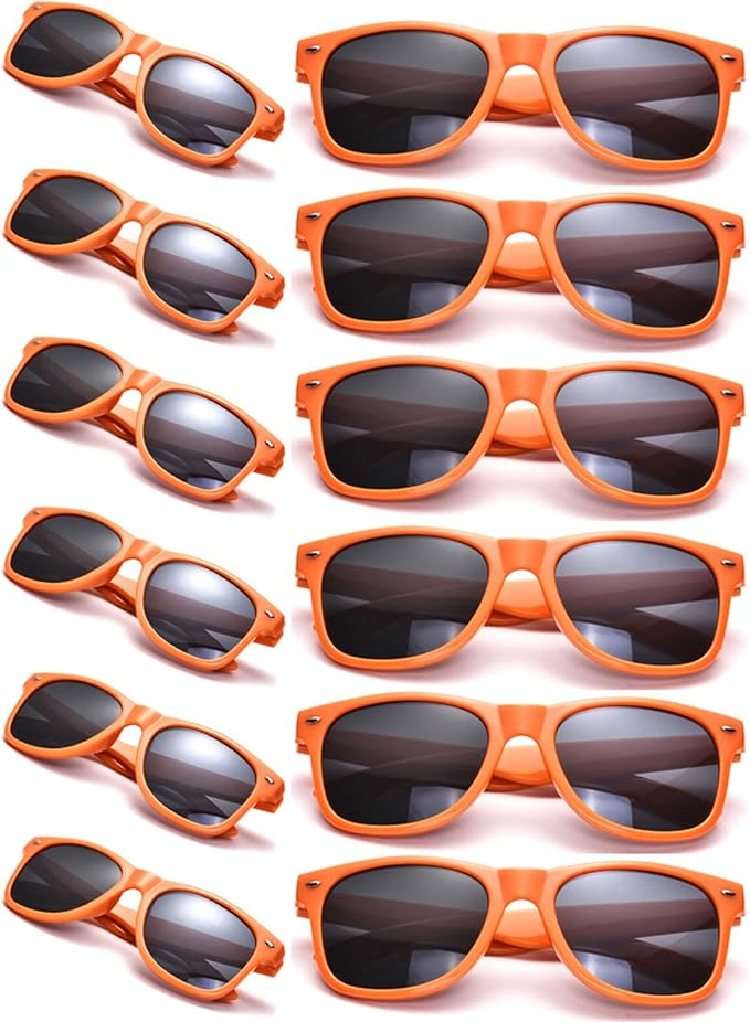 12 Pack Neon Colors Sunglasses Classic Retro Party Favors Sunglasses for Unisex Adult
