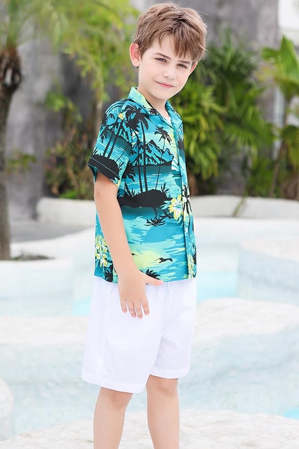 Cromoncent Matching Hawaiian Outfits for Family, Dad and Son Matching Luau Beach Tropical Shirts Mommy Daughter Tropical Sets
