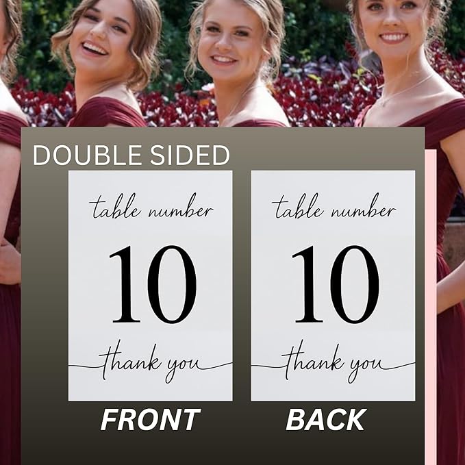 Wedding Table Numbers 1-10, Double-Sided Printed on Premium Cardstock – Elegant Event Table Signs for Receptions, Parties, Banquets & Restaurants