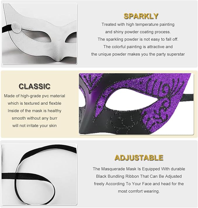 Couple Masquerade Masks for Women Men Venetian Masks for Halloween Carnival Costume Party Prom Ball