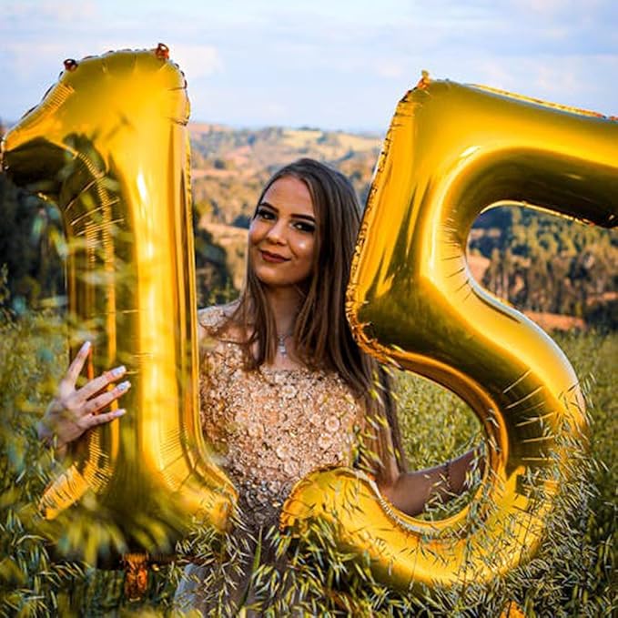 40 inch Gold Number Balloon Giant Foil Helium Balloons Gold Number 5 Balloon for 5th Birthday Party Anniversary Decorations Supplies
