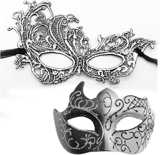 MYMENU Masquerade Mask for Women Couple Mardi Gras Mask for Men Venetian Halloween Mask for Party Prom Ball
