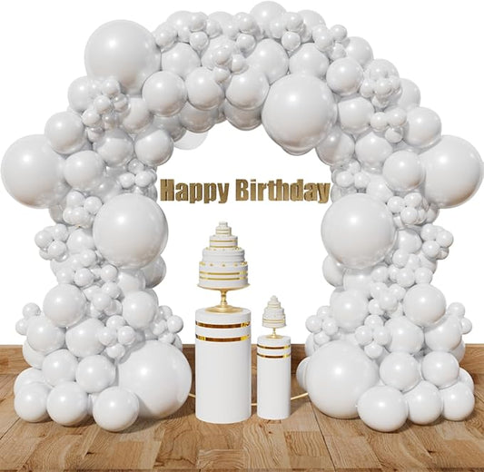 KAWKALSH White Balloon Arch Kit 111Pcs 18 12 5 Inch Latex Party Balloons Garland for Birthday Baby Shower Wedding Engagement Anniversary Christmas Party Decorations