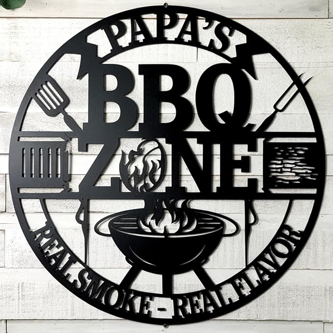 Customized BBQ Grill Metal Sign - Outdoor Kitchen Bar Decor - Backyard Barbecue Hanging Wall Art - Housewarming, Birthday Gift for Dad, Grandpa, Husband