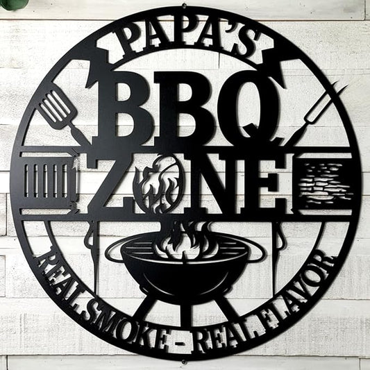 Customized BBQ Grill Metal Sign - Outdoor Kitchen Bar Decor - Backyard Barbecue Hanging Wall Art - Housewarming, Birthday Gift for Dad, Grandpa, Husband