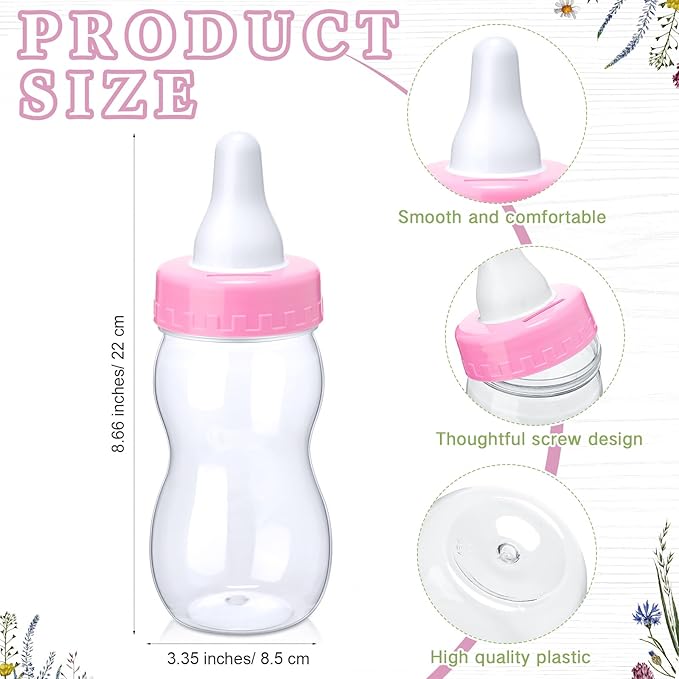 Roowest 512 Pcs Baby Shower Games Guess How Many Pacifiers Sign 100 Small Guessing Games 10 HB Pencils 750ml Milk Bottle 400 Acrylic Pacifiers Decoration for Guest Gender Reveal(Pink,Bloom)
