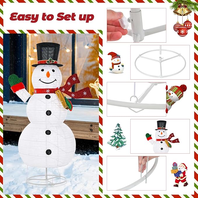 Tangkula 6 FT Lighted Christmas Snowman, Christmas Snowman Decoration with 180 Colorful LED Lights, Remote Control, 8 Lighting Modes & 4 Brightness, Indoor Outdoor Xmas Holiday Decor for Party Yard
