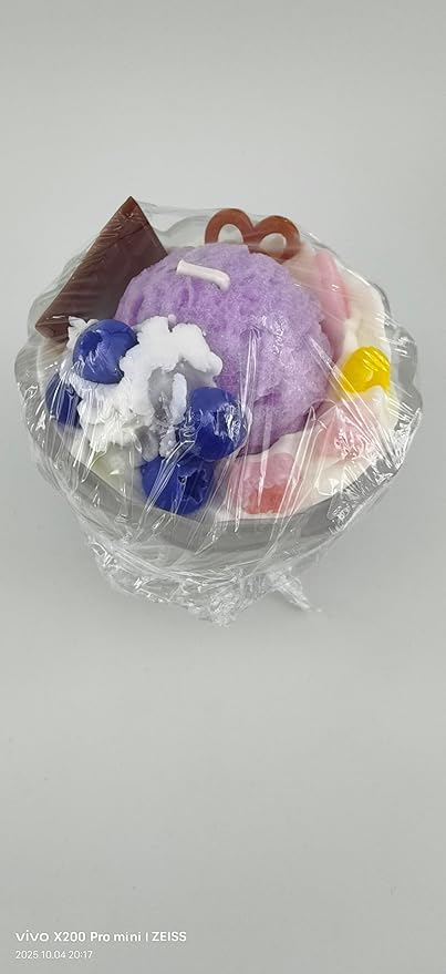 Generic Ice Cream Aromatherapy Candles, Glass Goblet, Decorative Dessert Shape, Fruit Fragrance, Christmas Birthday Festival Gift (Blueberry Lemon)