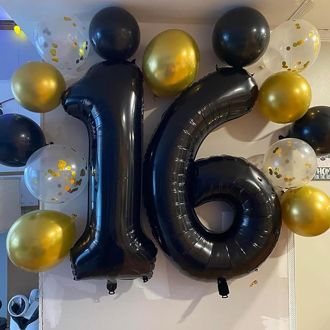 Smlpuame 40 inch Number Balloon 0-9 Black Large Number 8 Balloons,Digital Balloons for Birthday Party Celebration Decorations Supplies, Helium Foil Number Balloons for Wedding Anniversary