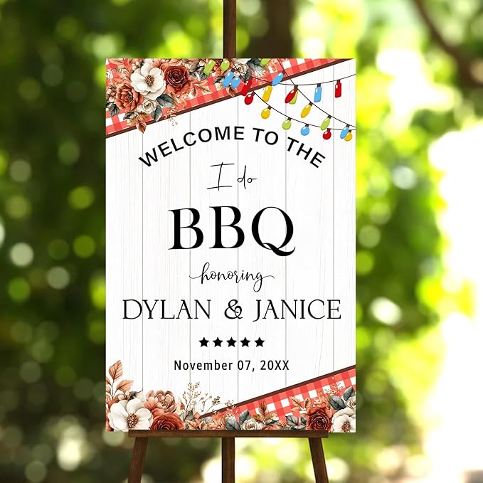 Personalized Welcome To The I Do BBQ Party Sign, I Do BBQ Welcome Sign For Engagement & Couples Shower Party, Welcome Sign For BBQ Rehearsal Dinner, BBQ Signs For Outside, I Do BBQ Decorations