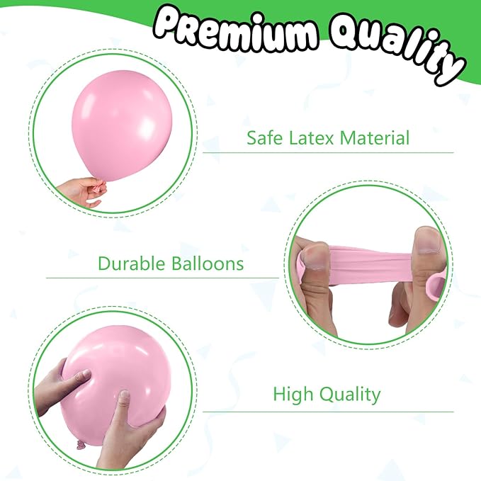 Pink Green and Black Balloons,12 Inch Hot Light Pink Dark Green Black with Confetti Balloon for Birthday Baby Shower Princess Witch Party Decorations