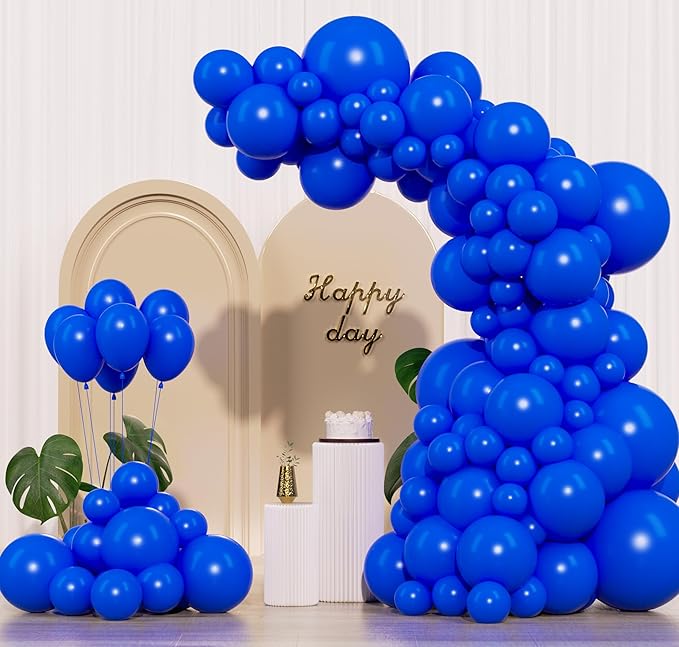 Royal Blue Balloons 145pcs Different Sizes 5in 10in 12in 18in Round Latex Blue Balloon Helium Arch Kit Garland for Graduation Wedding Baby Shower Birthday Party Decoration